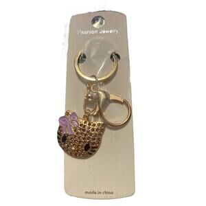 Kitty Keychain Handbag Charm Rhinestones Bow